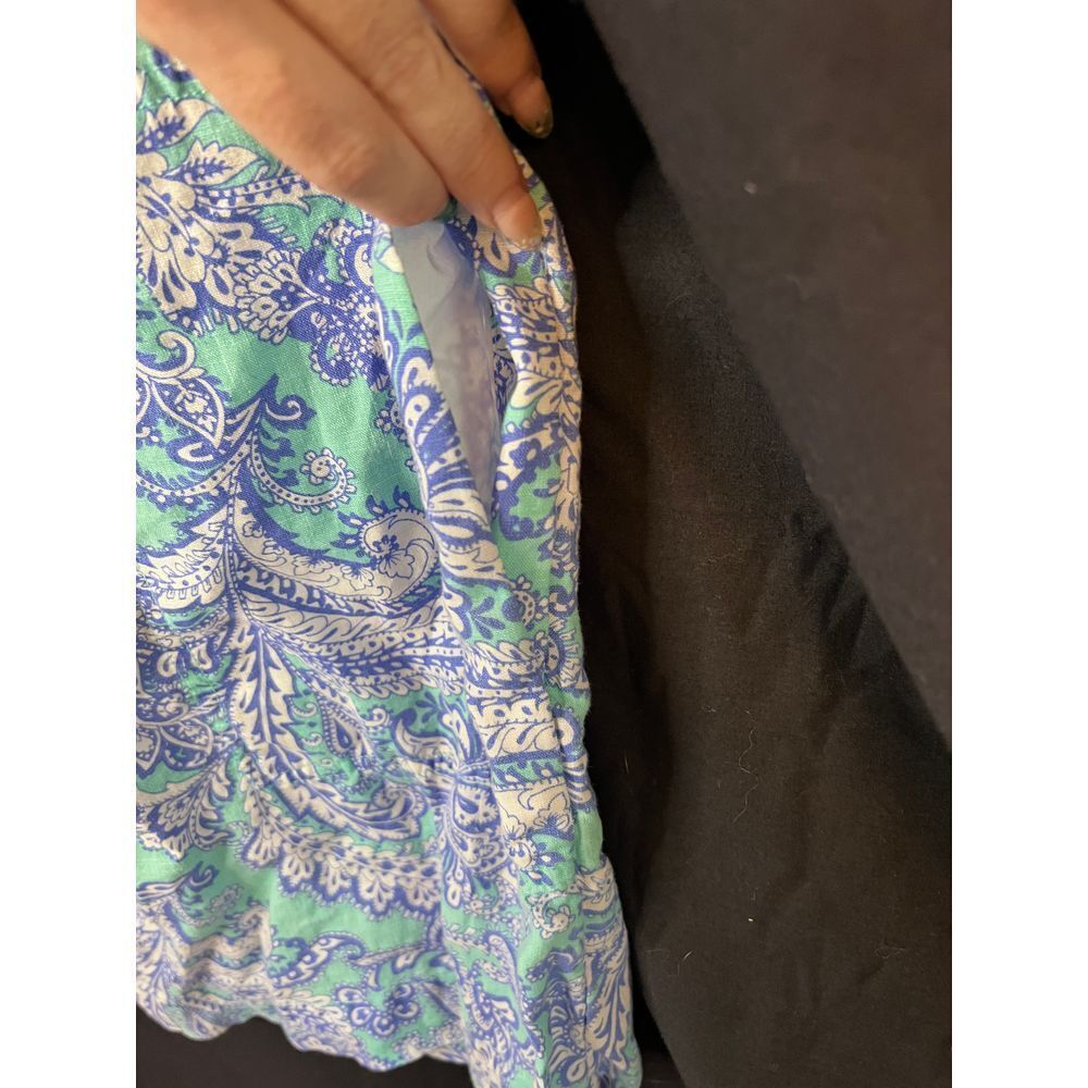 Cynthia Rowley linen blue & green paisley‎ sundress sleeveless shift Size 6 - Picture 4 of 5